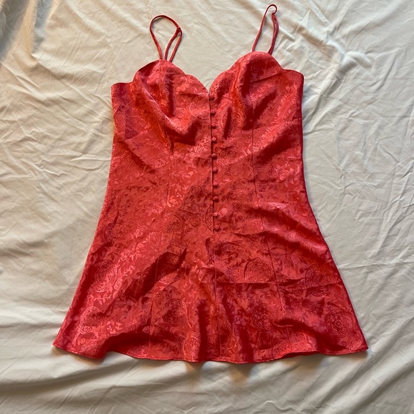 Victoria's Secret Coral Satin Floral Dress - Picture 3 of 12